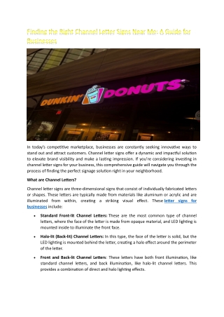 Finding the Right Channel Letter Signs Near Me: A Guide for Businesses