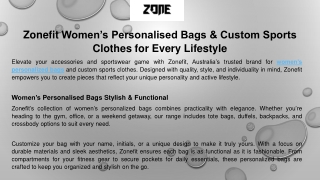 Zonefit Women’s Personalised Bags & Custom Sports Clothes for Every Lifestyle