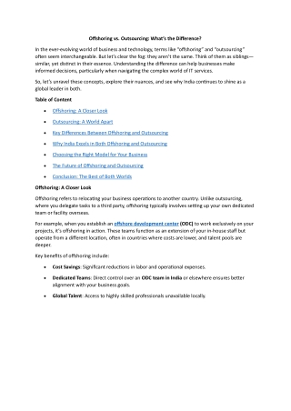 Offshoring vs. Outsourcing: What’s the Difference?