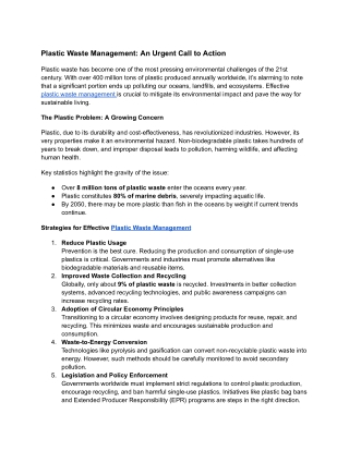 Plastic Waste Management