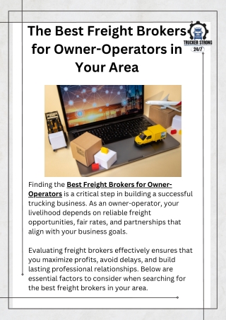 The Best Freight Brokers for Owner-Operators in Your Area.