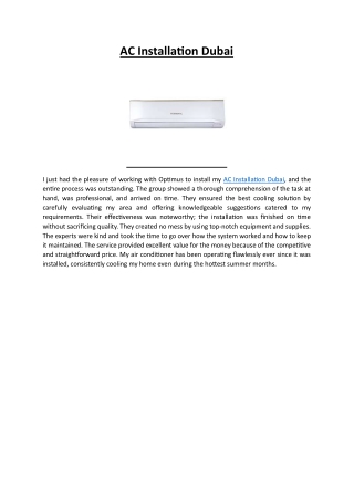 AC Installation Dubai