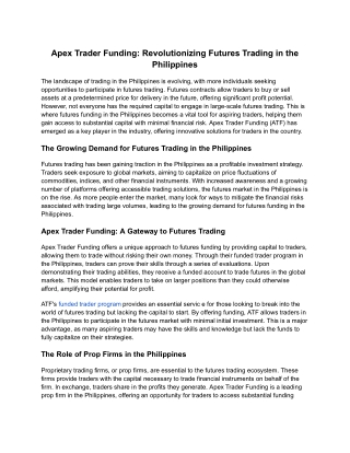 Apex Trader Funding_ Revolutionizing Futures Trading in the Philippines