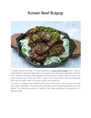 Korean Beef Bulgogi