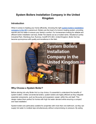 System Boilers Installation Company in the United Kingdom