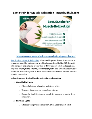 Best Strain for Muscle Relaxation - megabudhub.com