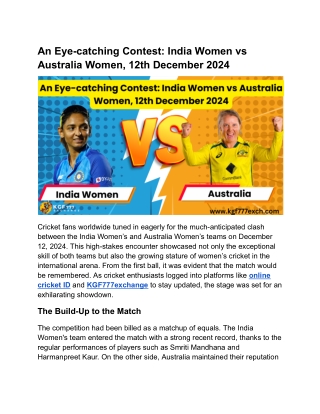 India vs Australia Women_ Highlights & Online Cricket ID