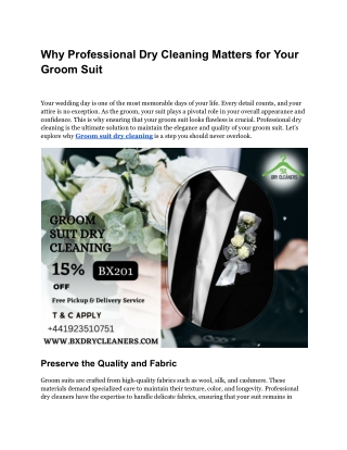 Professional Dry Cleaning Matters for Your Groom Suit