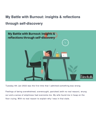 My Battle with Burnout: insights & reflections through self-discovery