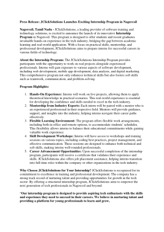 Internship in Nagercoil