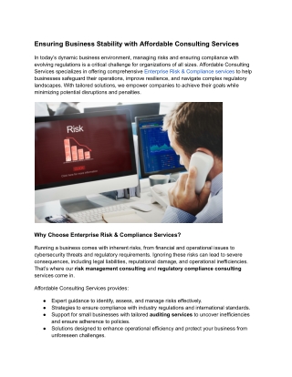 Ensuring Business Stability with Affordable Consulting Services