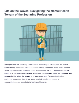 Life on the Waves Navigating the Mental Health Terrain of the Seafaring Profession