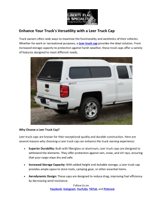 Liberty Flags & Specialty - Leer Truck Cap