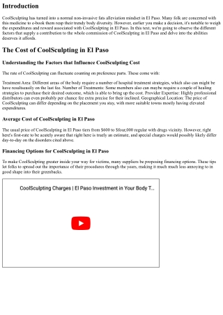 Weighing the Costs and Benefits of CoolSculpting in El Paso