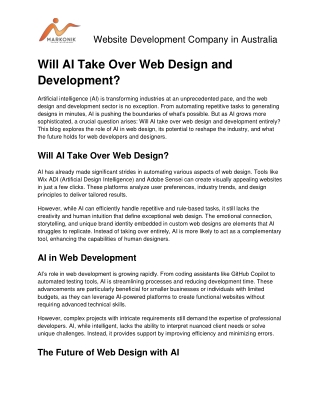 Will AI Take Over Web Design and Development?