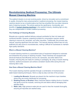 Revolutionizing Seafood Processing_ The Ultimate Mussel Cleaning Machine