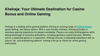 CasinobonusbyKhelraja