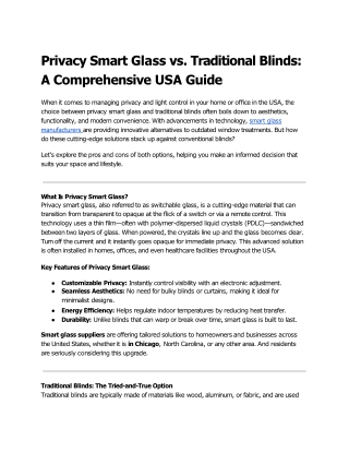 Privacy Smart Glass vs. Traditional Blinds_ A Comprehensive USA Guide