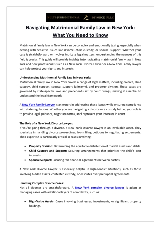 Navigating Matrimonial Family Law in New York- What You Need to Know