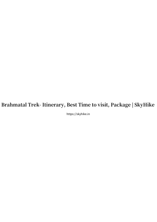 Brahmatal Trek