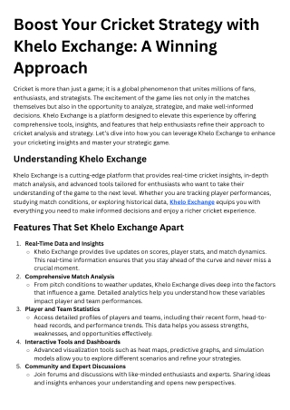 Exchange Playing for Cricket