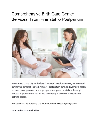 Comprehensive Birth Care Center Services_ From Prenatal to Postpartum