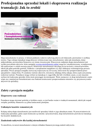 Skup nieruchomości i szybka sprzedaż nieruchomości