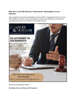 Why Hire a Local SSI Attorney in Sacramento_ Advantages of Local Expertise