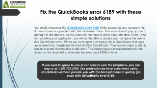 Simple Guide To Resolve QuickBooks Error 6189