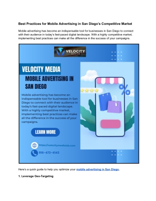 Best Practices for Mobile Advertising in San Diego’s Competitive Market