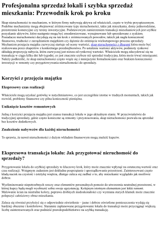 Skup nieruchomości i szybka sprzedaż nieruchomości