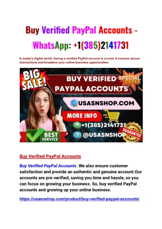 Buy Verified PayPal Accounts - WhatsApp_  1(385)2141731