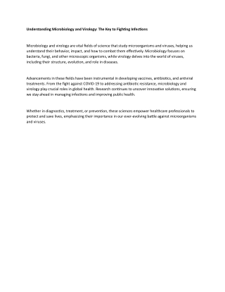 Understanding Microbiology and Virology