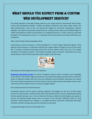 What Should You Expect from a Custom Web Development Service?