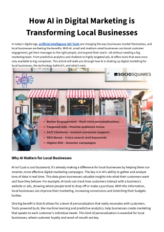 AI’s Impact on Digital Marketing Transforming Local Business Success