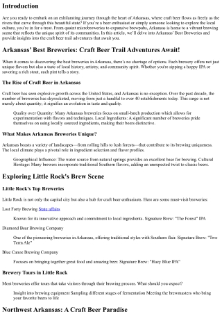 Arkansas' Finest Breweries: Craft Beer Path Experiences Wait For!