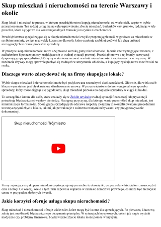 Skup nieruchomości w Warszawie i okolicach