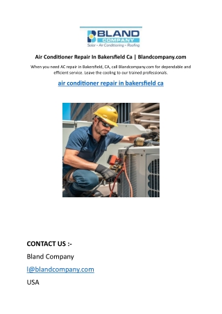 Air Conditioner Repair In Bakersfield Ca | Blandcompany.com