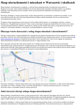 Skup nieruchomości w Warszawie i okolicach