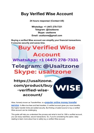 Buy Verified Wise Account