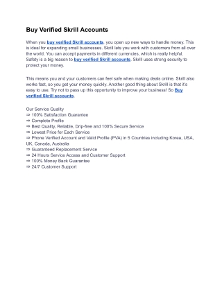 USA Best Place to Buy Verified Skrill Accounts 2025