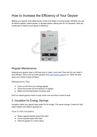 How to Increase the Efficiency of Your Geyser