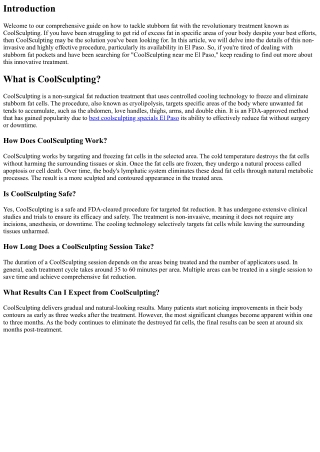 Struggling with Stubborn Fat? Try CoolSculpting in El Paso