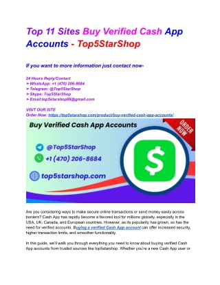 Top 11 Sites Buy Verified Cash App Accounts - Top5StarShop