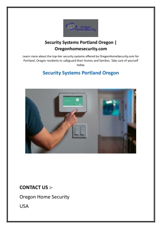 Security Systems Portland Oregon  Oregonhomesecurity