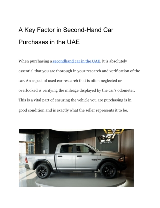A Key Factor in Second-Hand Car Purchases in the UAE