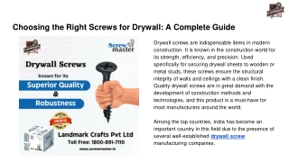 Choosing the Right Screws for Drywall_ A Complete Guide