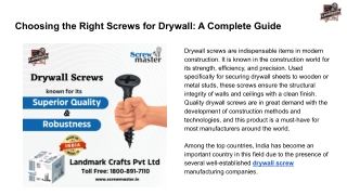 Choosing the Right Screws for Drywall_ A Complete Guide