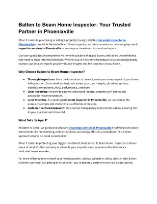 PDF_ Batten to Beam Home Inspector_ Your Trusted Partner in Phoenixville