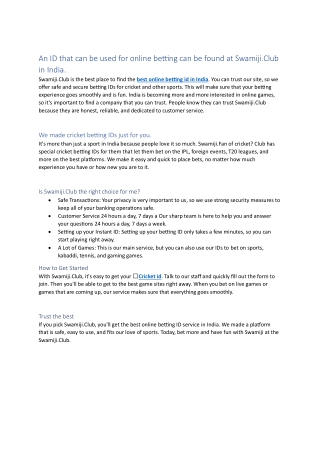 best place to find the best online betting id in India